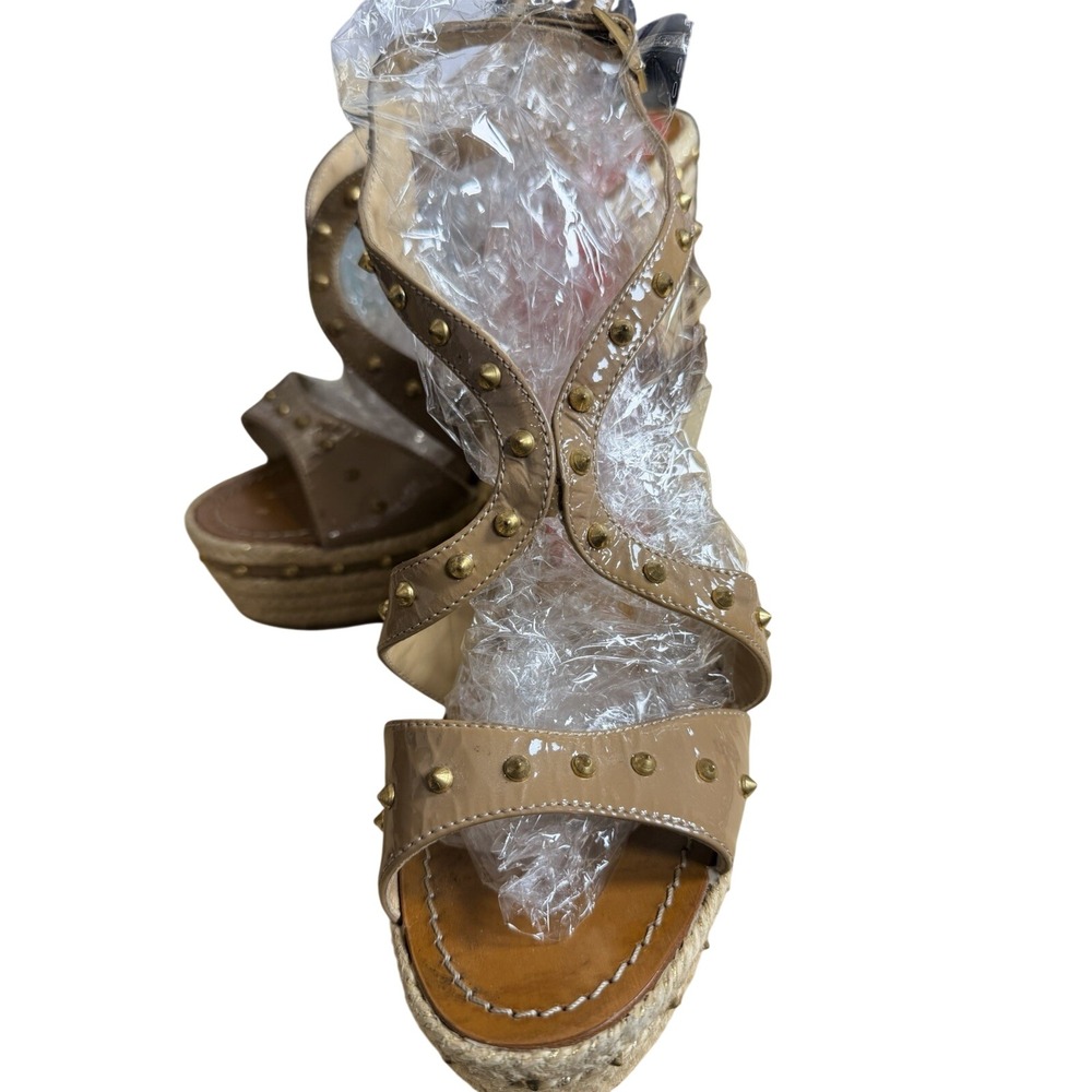 Beverly Feldman Love & Desire Sandals Sz 10 Studded Espadrille Heels Spain - Picture 4 of 16